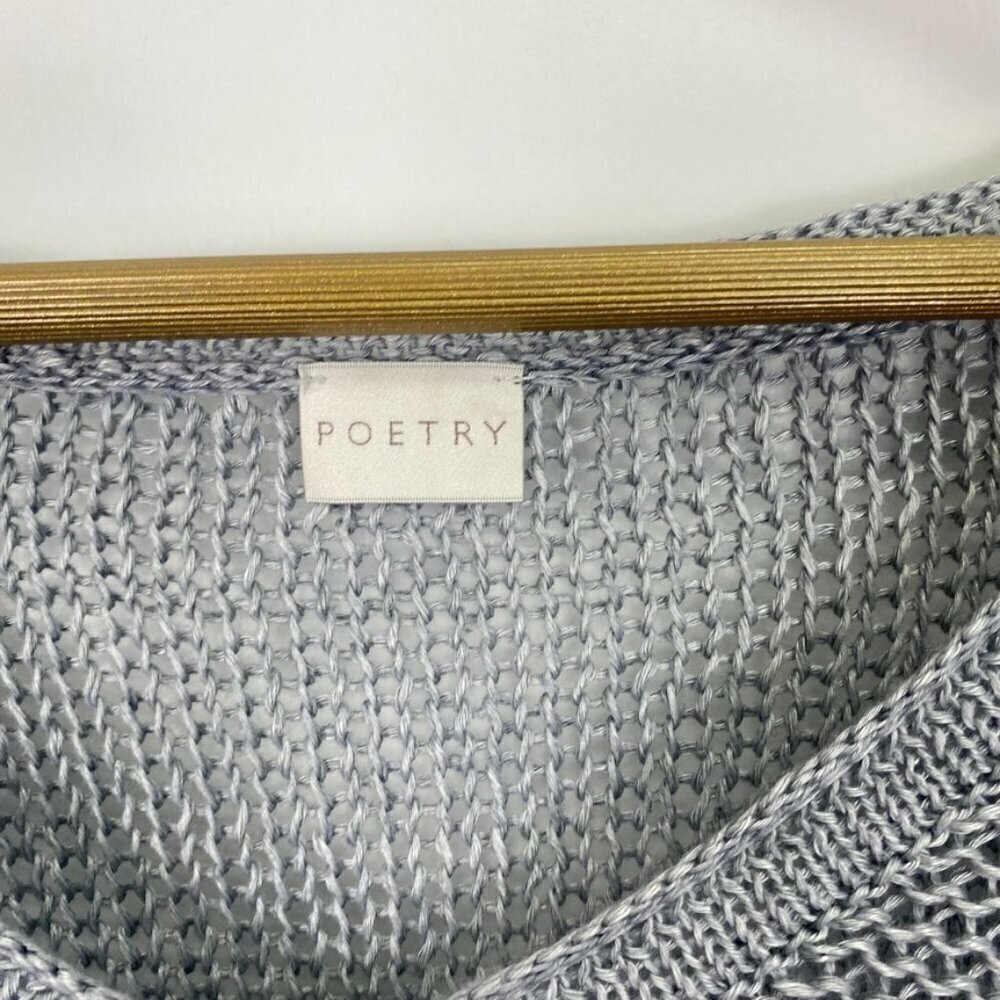 Poetry 100% Linen Gray V Neck Beach Sweater - Picture 3 of 12